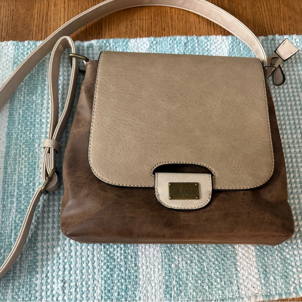 Liz Soto Taupe and Chocolate Crossbody Bag